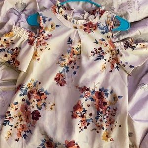 off the shoulder floral dress shirt